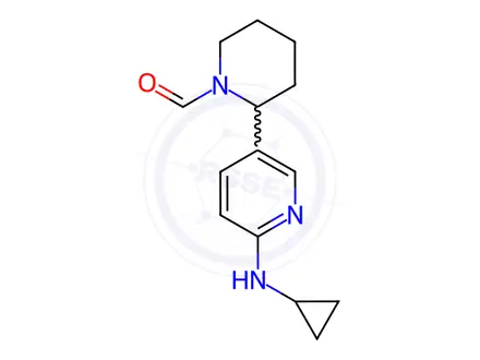Chemical structure of 2-(6-(Cyclopropylamino)pyridin-3-yl)piperidine-1-carbaldehyde