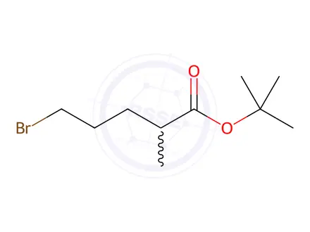 Chemical structure of Pentanoic acid, 5-bromo-2-methyl-, 1,1-dimethylethyl ester