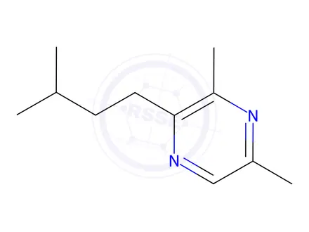 Chemical structure of Pyrazine, 3,5-dimethyl-2-(3-methylbutyl)-(9CI)