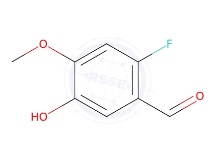 Chemical structure of Benzaldehyde, 2-fluoro-5-hydroxy-4-methoxy-