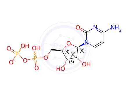 Chemical structure of Cytidine 5'-(trihydrogen diphosphate), compd. with 2-aminoethanol (1:1), monosodium salt