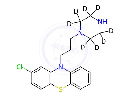 Chemical structure of N-Desmethyl Prochlorperazine-d8 Dimaleate