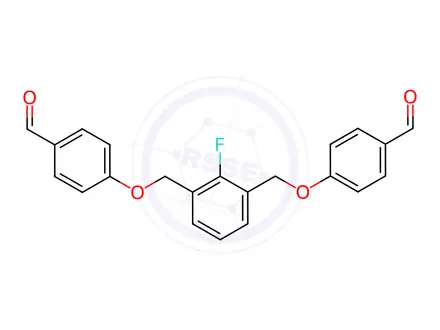 Chemical structure of Benzaldehyde, 4,4'-[(2-fluoro-1,3-phenylene)bis(methyleneoxy)]bis-