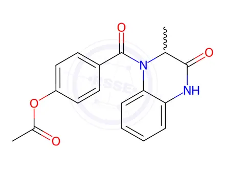 Chemical structure of 4-(2-Methyl-3-oxo-1,2,3,4-tetrahydroquinoxaline-1-carbonyl)phenyl acetate