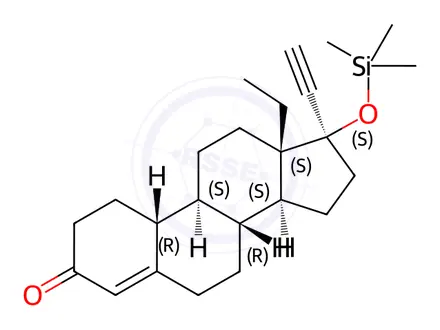 Chemical structure of D-(-)-Norgestrel Trimethylsilyl Ether