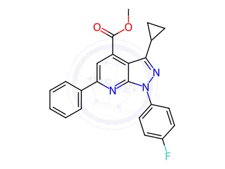 Chemical structure of Methyl 3-cyclopropyl-1-(4-fluorophenyl)-6-phenyl-1H-pyrazolo[3,4-b]pyridine-4-carboxylate