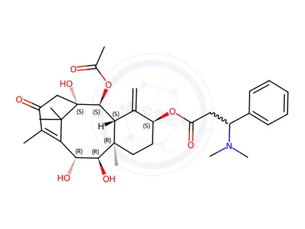 Chemical structure of (3S,4aR,5S,6S,11R,12R,12aR)-5-(Acetyloxy)-1,2,3,4,4a,5,6,7,8,11,12,12a-dodecahydro-6,11,12-trihydroxy-9,12a,13,13-tetramethyl-4-methylene-8-oxo-6,10-methanobenzocyclodecen-3-yl β-(Dimethylamino)-benzenepropanoate