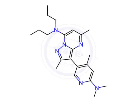 Chemical structure of 3-[6-(Dimethylamino)-4-methyl-3-pyridinyl]-2,5-dimethyl-N,N-dipropylpyrazolo[1,5-a]pyrimidin-7-amine