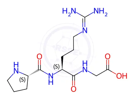 Chemical structure of 2-((S)-5-Guanidino-2-((S)-pyrrolidine-2-carboxamido)pentanamido)acetic acid