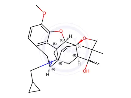 Chemical structure of [5α,7α(S)]-17-(Cyclopropylmethyl)-α-(1,1-dimethylethyl)-4,5-epoxy-3,6-dimethoxy-α-methyl-6,14-ethenomorphinan-7-methanol