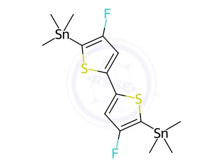 Chemical structure of Stannane, 1,1'-(4,4'-difluoro[2,2'-bithiophene]-5,5'-diyl)bis[1,1,1-trimethyl-