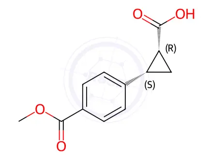 Chemical structure of (1S,2R)-2-(4-(2-hydroxyacetyl)phenyl)cyclopropanecarboxylic acid