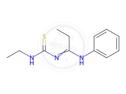 Chemical structure of N-[(Ethylamino)thioxomethyl]-N'-phenylpropanimidamide