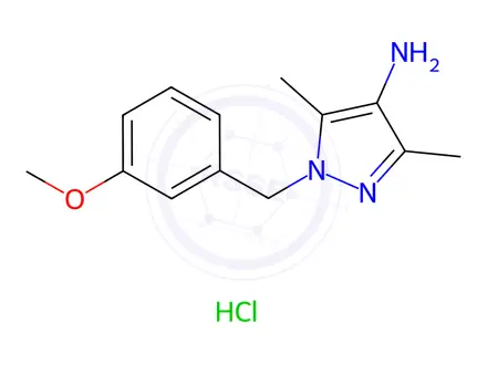 Chemical structure of 1-[(3-methoxyphenyl)methyl]-3,5-dimethyl-1H-pyr azol-4-amine hydrochloride