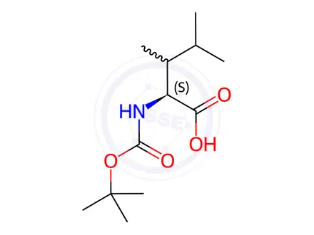Chemical structure of (2S)-2-((tert-Butoxycarbonyl)amino)-3,4-dimethylpentanoic acid