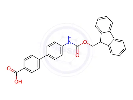 Chemical structure of 4’-((((9H-Fluoren-9-yl)methoxy)carbonyl)amino)-[1,1’-biphenyl]-4-carboxylic Acid