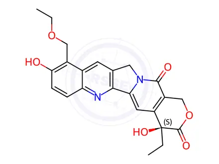Chemical structure of (4S)-10-(Ethoxymethyl)-4-ethyl-4,9-dihydroxy-1H-pyrano[3',4':6,7]indolizino[1,2-b]quinoline-3,14(4H,12H)-dione