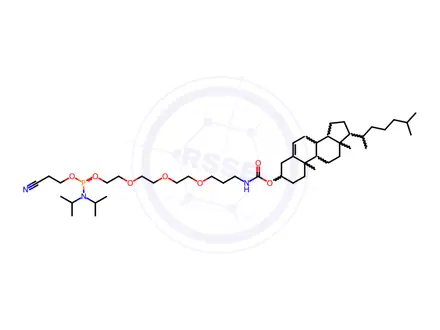 Chemical structure of 5’-Cholesteryl-TEG Phosphoramidite