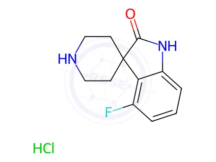 Chemical structure of Spiro[3H-indole-3,4'-piperidin]-2(1H)-one, 4-fluoro-, hydrochloride (1:1)