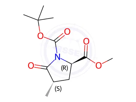 Chemical structure of 1-tert-Butyl 2-methyl (2R,4S)-4-methyl-5-oxopyrrolidine-1,2-dicarboxylate