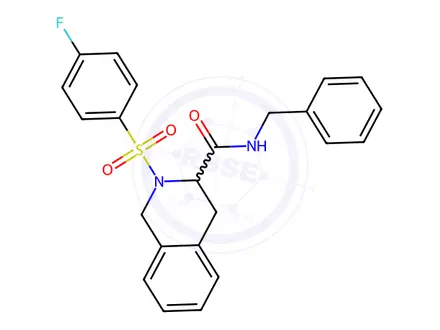 Chemical structure of 3-Isoquinolinecarboxamide, 2-[(4-fluorophenyl)sulfonyl]-1,2,3,4-tetrahydro-N-(phenylmethyl)-