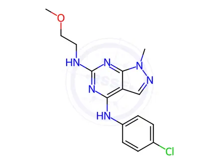 Chemical structure of N4-(4-Chlorophenyl)-N6-(2-methoxyethyl)-1-methyl-1H-pyrazolo[3,4-d]pyrimidine-4,6-diamine