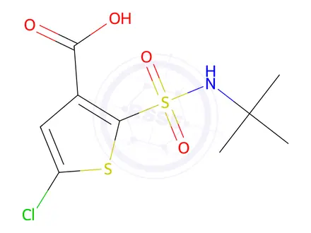 Chemical structure of 2-(tert-Butylsulfamoyl)-5-chlorothiophene-3-carboxylic Acid