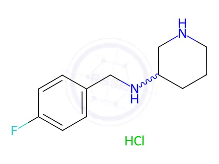 Chemical structure of N-(4-Fluorobenzyl)piperidin-3-amine hydrochloride