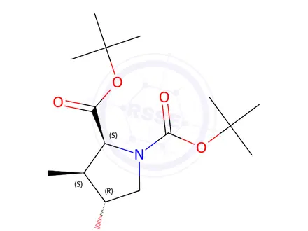 Chemical structure of (2S,3S,4R)-Di-tert-butyl 4-hydroxy-3-methylpyrrolidine-1,2-dicarboxylate