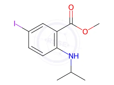 Chemical structure of methyl 5-iodo-2-(isopropylamino)benzoate