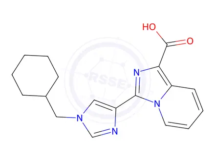Chemical structure of 3-(1-(Cyclohexylmethyl)-1H-imidazol-4-yl)imidazo[1,5-a]pyridine-1-carboxylic acid
