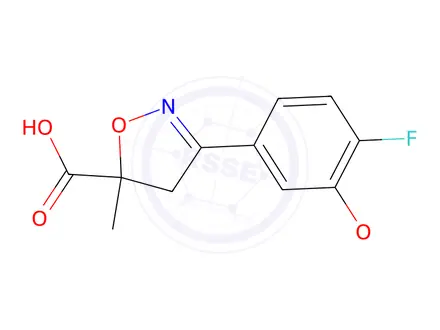 Chemical structure of 3-(4-Fluoro-3-methoxyphenyl)-5-methyl-4,5-dihydro-1,2-oxazole-5-carboxylic acid
