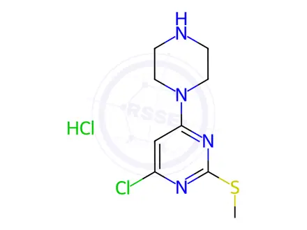 Chemical structure of 4-Chloro-2-(methylthio)-6-(piperazin-1-yl)pyrimidine hydrochloride