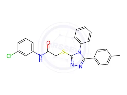 Chemical structure of N-(3-chlorophenyl)-2-((4-phenyl-5-(p-tolyl)-4H-1,2,4-triazol-3-yl)thio)acetamide