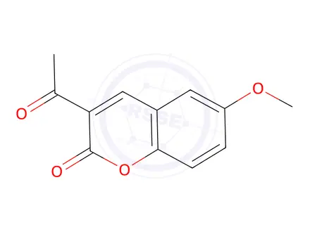 Chemical structure of 2H-1-Benzopyran-2-one, 3-acetyl-6-methoxy-