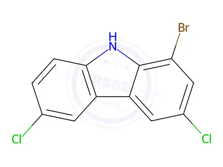 Chemical structure of 1-Bromo-3,6-Dichloro Carbazole