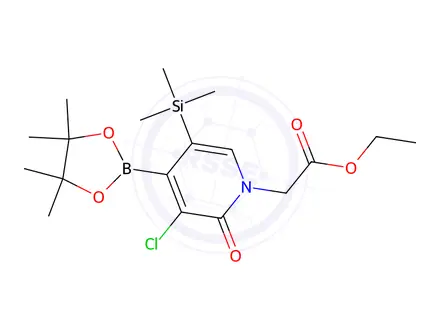 Chemical structure of Ethyl 2-(3-chloro-2-oxo-4-(4,4,5,5-tetramethyl-1,3,2-dioxaborolan-2-yl)-5-(trimethylsilyl)pyridin-1(2H)-yl)acetate