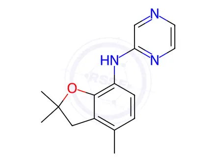 Chemical structure of N-(2,2,4-trimethyl-2,3-dihydrobenzofuran-7-yl)pyrazin-2-amine