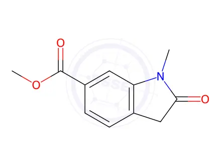 Chemical structure of methyl 1-methyl-2-oxo-2,3-dihydro-1H-indole-6-carboxylate