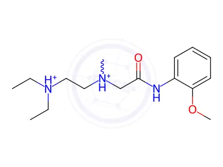 Chemical structure of Acetamide, 2-[[2-(diethylamino)ethyl]methylamino]-N-(2-methoxyphenyl)-, hydrochloride (1:2)