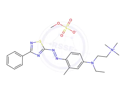 Chemical structure of [2-[ethyl[3-methyl-4-[(3-phenyl-1,2,4-thiadiazol-5-yl)azo]phenyl]amino]ethyl]trimethylammonium methyl sulphate