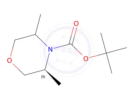 Chemical structure of (3S)-tert-butyl 3,5-dimethylmorpholine-4-carboxylate