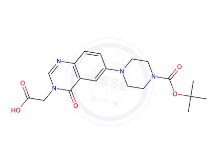 Chemical structure of 2-(6-(4-(tert-Butoxycarbonyl)piperazin-1-yl)-4-oxoquinazolin-3(4H)-yl)acetic acid