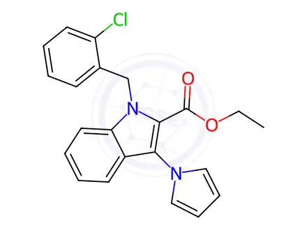 Chemical structure of Ethyl 1-(2-chlorobenzyl)-3-(1H-pyrrol-1-yl)-1H-indole-2-carboxylate