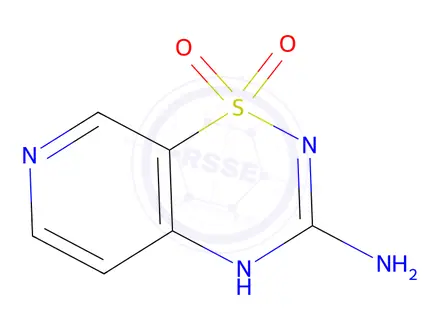 Chemical structure of 2H-Pyrido[4,3-e]-1,2,4-thiadiazin-3-amine,1,1-dioxide(9CI)
