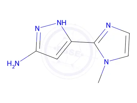 Chemical structure of 3-(1-methyl-1H-imidazol-2-yl)-1H-pyrazol-5-amine