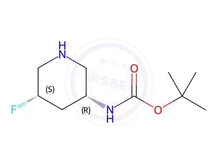 Chemical structure of tert-Butyl ((3R,5S)-5-fluoropiperidin-3-yl)carbamate