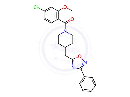 Chemical structure of 1-(4-chloro-2-methoxybenzoyl)-4-[(3-phenyl-1,2,4-oxadiazol-5-yl)methyl]piperidine