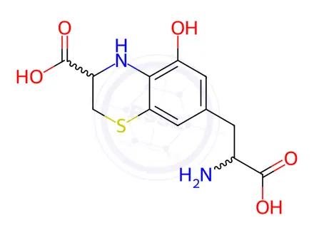 Chemical structure of 7-(3-carboxy-5-hydroxy-3,4-dihydro-2H-1,4-benzothiazinyl)alanine