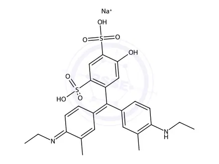 Chemical structure of 4-((4-(Ethylamino)-3-methylphenyl)(4-(ethylimino)-3-methylcyclohexa-2,5-dien-1-ylidene)methyl)-6-hydroxybenzene-1,3-disulfonic acid